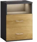 CASARIA&reg; Nachttisch mit Schubladen & Beleuchtung Holz Grau