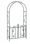Relaxdays Rosenbogen mit T&uuml;r, Garten Rankhilfe Kletterpflanzen, Torbogen Metall,