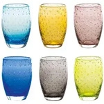 Zafferano 6er-Set Bolicante-Gl&auml;ser aus mundgeblasenem Muranoglas, Blasenmuster,