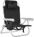 tectake, Strandstuhl klappbar mit Rucksackfunktion, verstellbare R&uuml;ckenlehne,