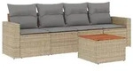 vidaXL 5-tlg. Garten-Sofagarnitur mit Kissen Beige Poly Rattan
