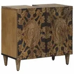 vidaXL Waschbeckenschrank Braun 62 x 33 x 58 cm Massivholz Mango