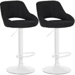 CLP 2er Set Barhocker Milet Stoff Stoff HBT: 85x47x48 cm Metall matt weiss...