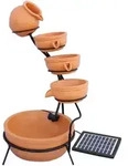 Solar Kaskadenbrunnen mit Akku - Terracotta