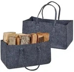 Relaxdays Kaminholztasche aus Filz, 2er Set, 28 l Volumen, XXL Filztasche, f&uuml;r