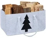 Relaxdays Kaminholztasche aus Filz, 28l Volumen, Filztasche, Tannenbaum-Motiv,...