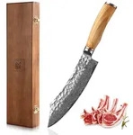 Zayiko Minami Damast Blockmesser I 20 cm Klinge I Olivenholzgriff I Holzbox