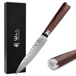 Wakoli Nussbaum Damast Allzweckmesser I 12,5 cm Klinge I Nussbaumholzgriff