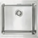 Einbausp&uuml;lbecken Chrom eckig 49 cm aus Edelstahl mit Raumsparsiphon