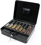Geldkassette SAFE Stahl schwarz mit M&uuml;nzz&auml;hlbrett hjh OFFICE