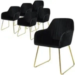 ML-Design &ndash; Esszimmerst&uuml;hle 6er Set Schwarz | Samt Sitzfl&auml;che, R&uuml;cken- &