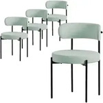 ML-Design Esszimmerst&uuml;hle 4er Set, Gr&uuml;n, Teddystoff & schwarze Metallbeine,