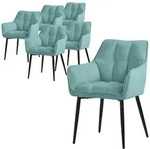 ML-Design &ndash; Esszimmerst&uuml;hle 6er Set &ndash; Petrol Frotteestoff | dick...