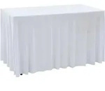 vidaXL 2 St&uuml;ck Stretch-Tischdecken mit Rand Wei&szlig; 243 x 76 x 74 cm