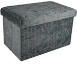 Intirilife Faltbare Sitzbank 49x30x30 cm in Samt Grau - Sitzw&uuml;rfel Fu&szlig;hocker...