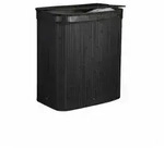 Relaxdays W&auml;schekorb mit Deckel, 3 F&auml;cher, Bambus, 105 l, faltbar, HxBxT: 63...
