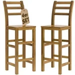 CASARIA&reg; 4er Set Barhocker mit Lehne Akazie Holz Massiv