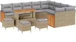 vidaXL Garten-Sofa-Set 13 pcs Beige und Hellgrau Poly-Rattan