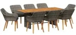 vidaXL Garten Essgruppe mit Kissen 9 pcs Grau Poly-Rattan