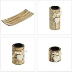 Relaxdays Teelichthalter, 3 Kerzenhalter mit Herz, Tablett & Steine, Tischdeko