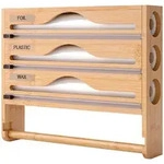 Relaxdays Wandrollenhalter 4in1, K&uuml;chenrolle, Frischhalte-, Alufolie,
