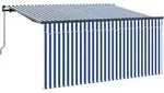 vidaXL Einziehbare Markise Blau und Wei&szlig; 300 x 200 cm