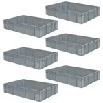 BRB 6 Eurobeh&auml;lter mit 2 Griffleisten, LxBxH 600x400x125 mm, 23 Liter, gelocht, grau