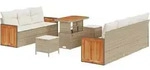 vidaXL Garten-Sofa-Set mit Kissen mit Speicher 10 pcs Beige und Creme