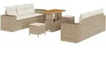 vidaXL Garten-Sofa-Set mit Speicher 9 pcs Beige Poly Rattan