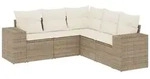 vidaXL 5-tlg. Garten-Sofagarnitur mit Kissen Beige Poly Rattan