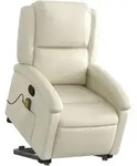 vidaXL Massagesessel mit Aufstehhilfe Creme Kunstleder