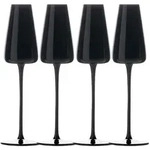 Intirilife 4x Champagner Glas mit modernen Design in Schwarz- 220 ml F&uuml;llmenge...