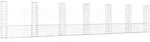 vidaXL Gabionenkorb U-Form mit 7 S&auml;ulen Eisen 740x20x150 cm