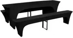 vidaXL 3 Schonbez&uuml;ge f&uuml;r Biertisch und B&auml;nke Stretch Schwarz 220 x 50 x 80 cm