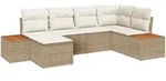 vidaXL 6-teiliges Garten-Sofa-Set mit Kissen Beige Poly Rattan Akazie