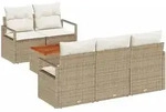 vidaXL Garten-Sofa-Set mit Kissen 6 pcs Beige Poly Rattan