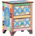 vidaXL Nachttisch Handbemalt 40x30x50 cm Mango Massivholz
