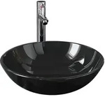 vidaXL Badezimmer Waschbecken mit Wasserhahn Ablaufgarnitur Schwarz