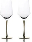 Intirilife 2x Wein Glas mit goldfarbenem Stiel - 380 ml F&uuml;llmenge - Rotwein