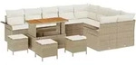 vidaXL Garten-Sofa-Set mit Kissen mit Speicher 13 pcs Beige und Creme