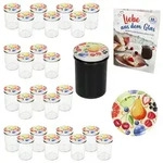 25er Set Sturzglas 230ml HOCH Einmachglas TO66 Comic-Obst Deckel Rezept-Heft