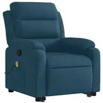 vidaXL Massagesessel mit Aufstehhilfe Blau Samt