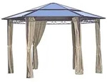 DELUKE Pavillon SION 6-eckig Beige Kunststoff Gartenpavillon Gartenlaube f&uuml;r