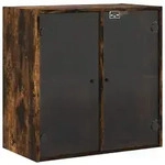 vidaXL Wandschrank mit Glast&uuml;ren R&auml;uchereiche 68x37x68,5 cm