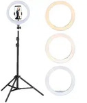 Relaxdays LED Ringlicht mit Stativ, 10" Ringleuchte dimmbar, Make-up,...