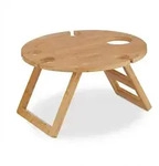Relaxdays Picknick Weintisch, klappbar, HxD: 22x39cm, Getr&auml;nkehalter 4 Weingl&auml;ser &