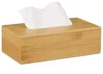 Relaxdays Kosmetikt&uuml;cherbox Bambus, HBT: 8,5 x 27,5 x 15,5 cm, Tuchspender f&uuml;r