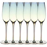 Intirilife 6x Champagner Glas mit Regenbogen Schimmer und Wellenform - 200 ml