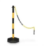 Relaxdays Absperrpfosten mit Kette 4er Set, Kettenpfosten mobil, HxD: 85 x 29 cm,