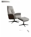KAWOLA Relaxsessel FERREIRA Drehsessel Leder grau mit Hocker